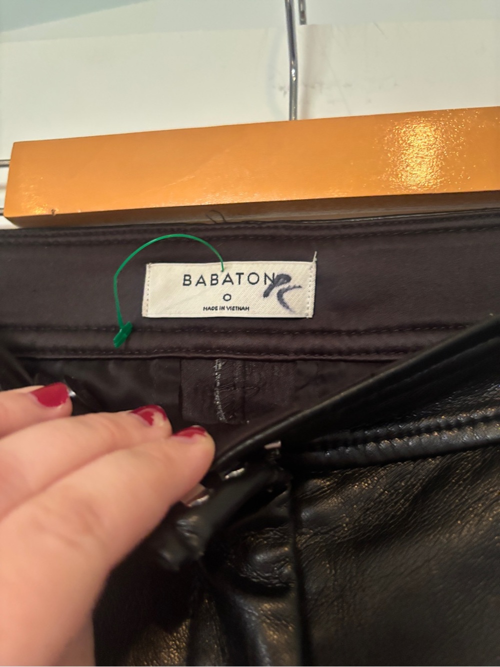 Babaton Black Cropped Leather Pants - Picture 3 of 10